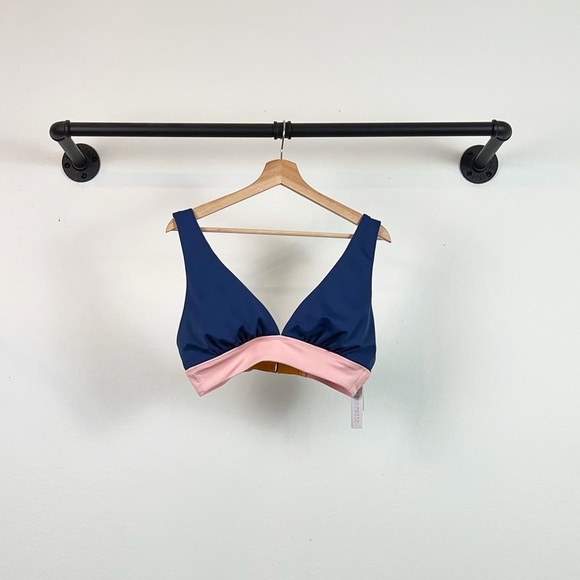 NWT Beach Betty Colorblock Bikini Top Navy Pink - Picture 2 of 6